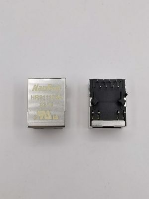 HR911105A HanRun Single Port RJ45 Connector with Integrated Magnetics and LED